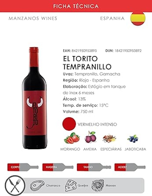 El Torito Vinho Espanhol Tempranillo 4