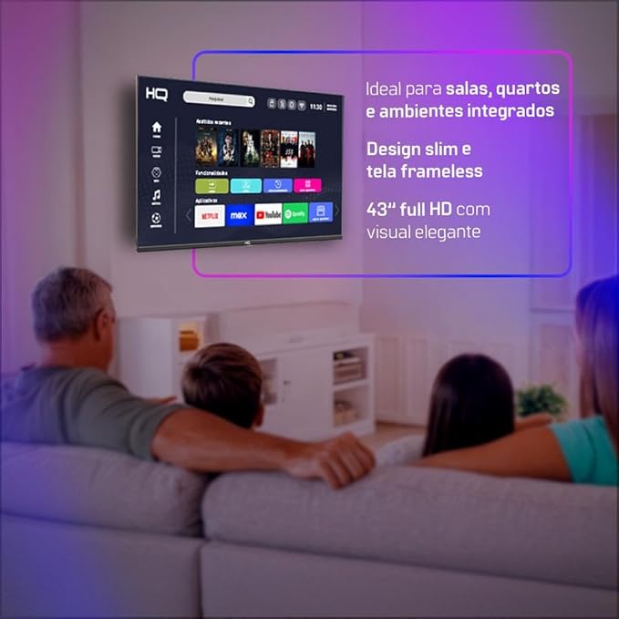 Smart TV HQ 43" Full HD Android 12 Frameless Slim 4