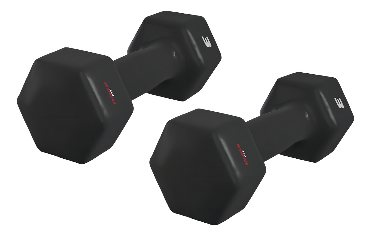 Par Halteres 3 Kg Emborrachado Sextavado RMG8 Fit 3