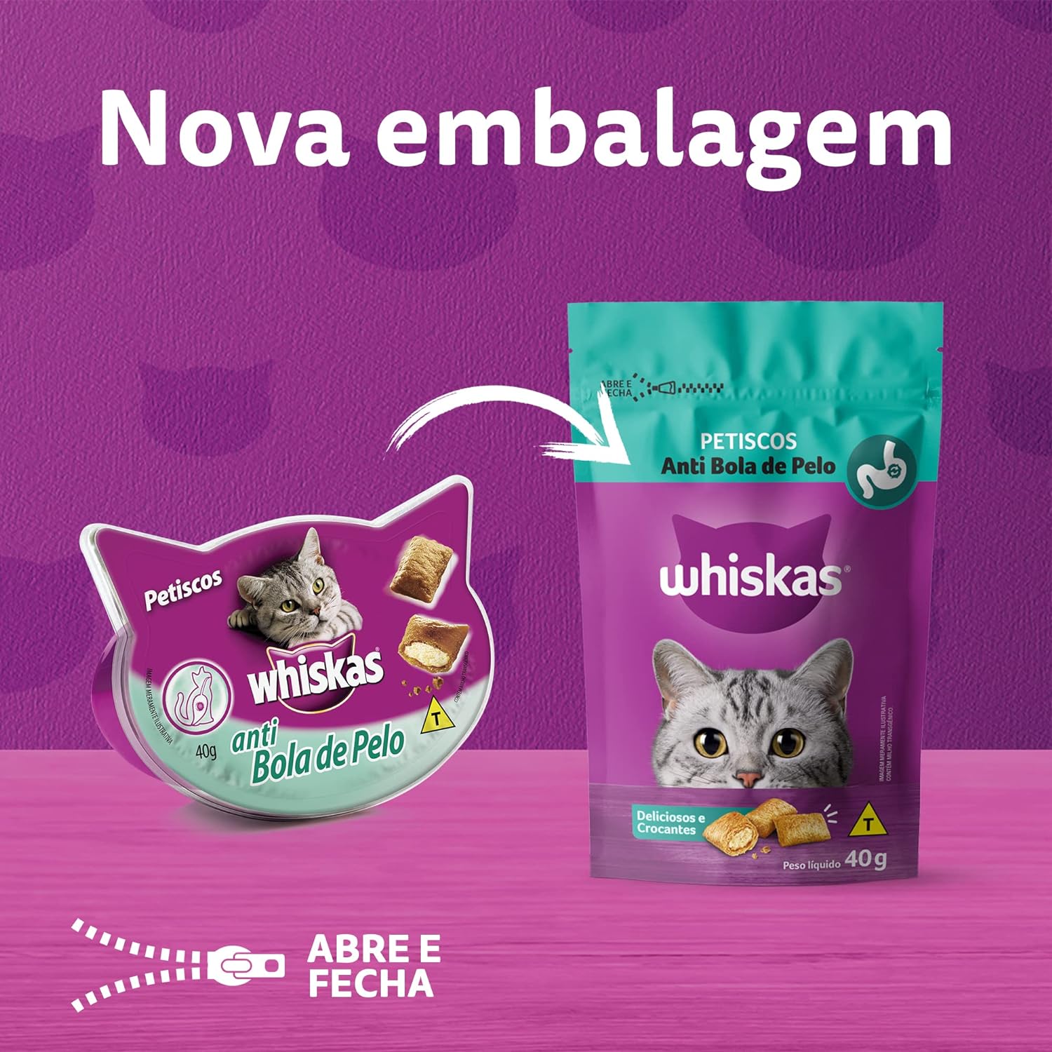 Petiscos para Gatos Adultos Whiskas Anti Bola de Pelo 5