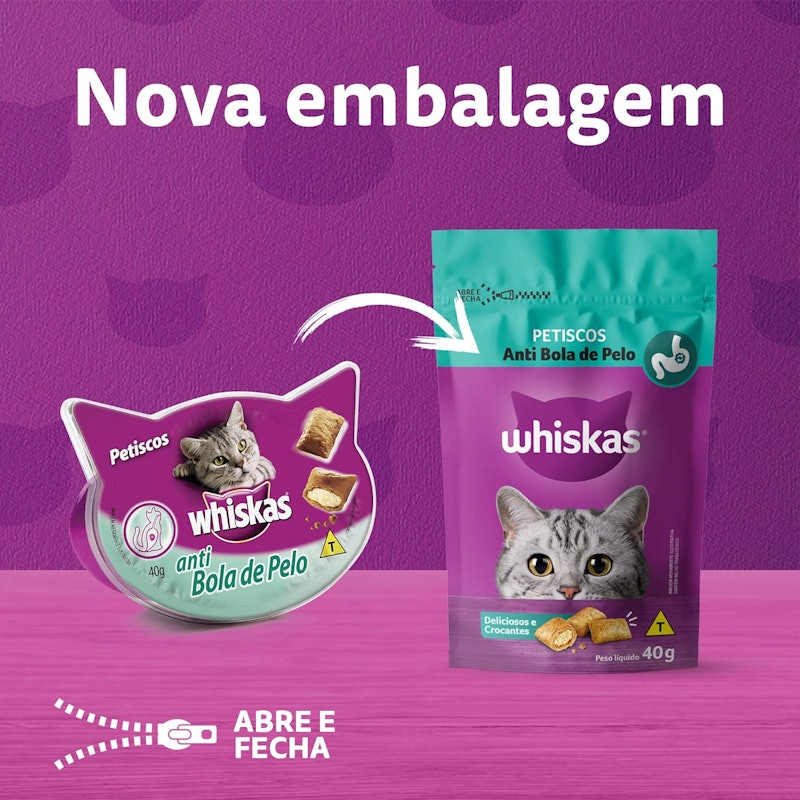 Petiscos para Gatos Adultos Whiskas Anti Bola de Pelo 5