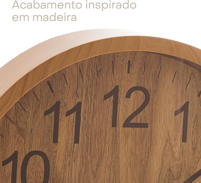 Relógio de Plástico para Parede Wood 2