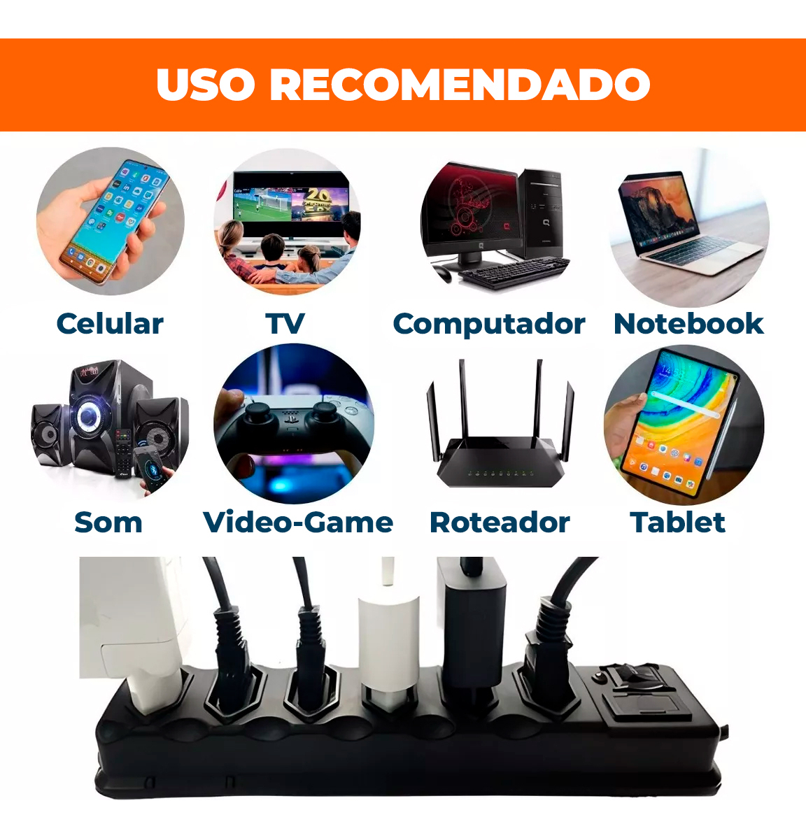 Filtro de Linha 3 e 4 Tomadas Megatron 5