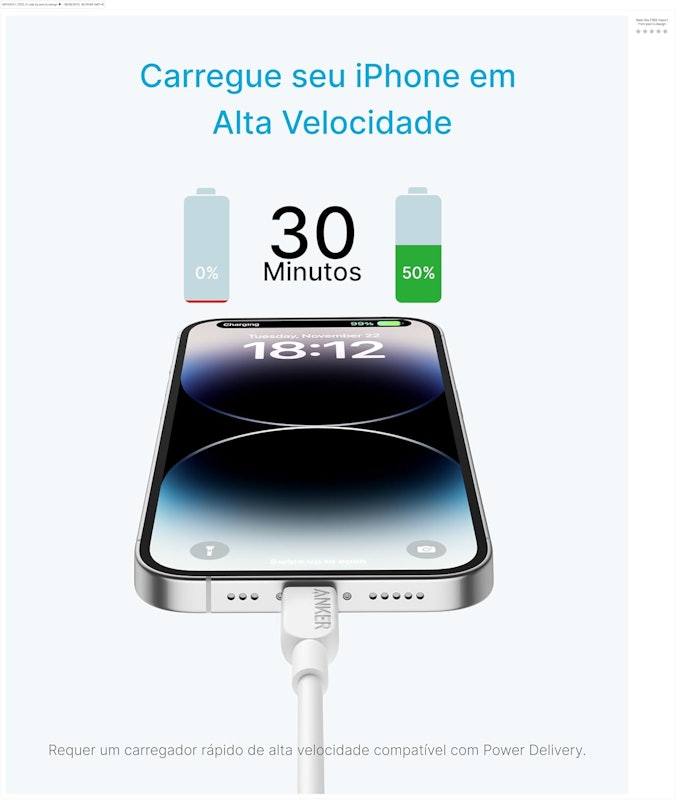 Cabo Anker USB-C para Lightning 3