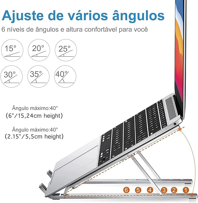Suporte de Notebook de Alumínio Ajustável 3