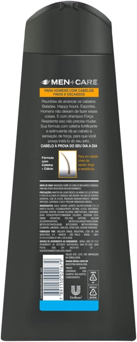 Dove Men+Care Shampoo 2 em 1 Cafeína Fortificante e Cálcio 2