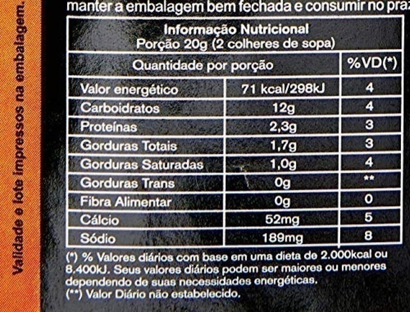 Cappuccino sem Adição de Açúcar América 4