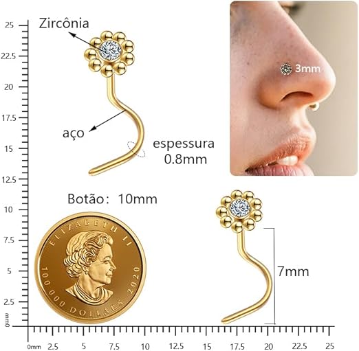 Piercing Nostril Aço Cirúrgico Florzinha 5