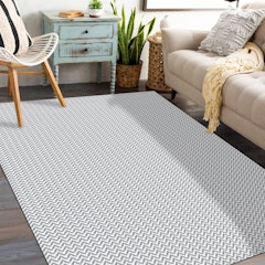 Tapete para Sala e Quarto 200 x 140 cm Antiderrapante Zig Zag Cinza