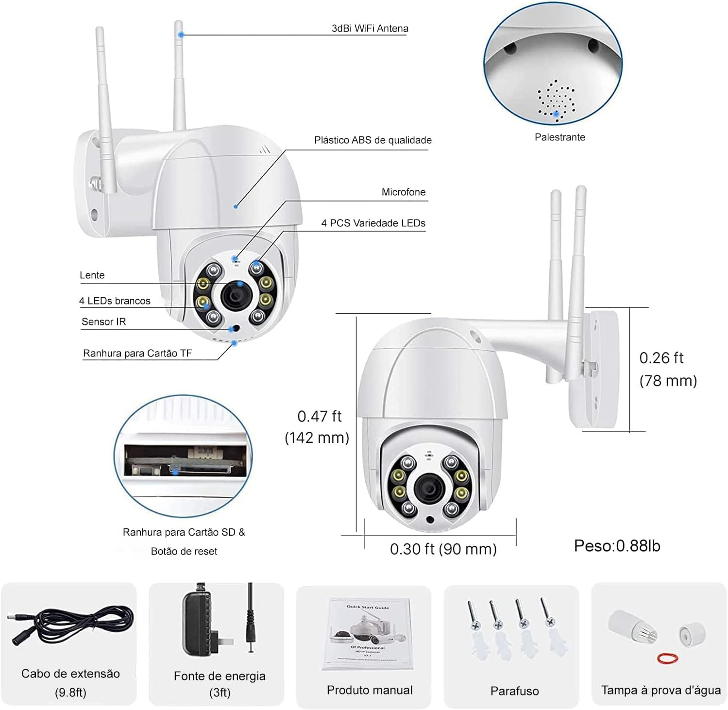 Câmera de Segurança Wi-Fi Externa IP A8 It Blue 4