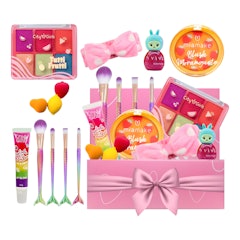 Kit Maquiagem Infantil Meninas Crianças na Caixa Presente Rosa Make Colorida