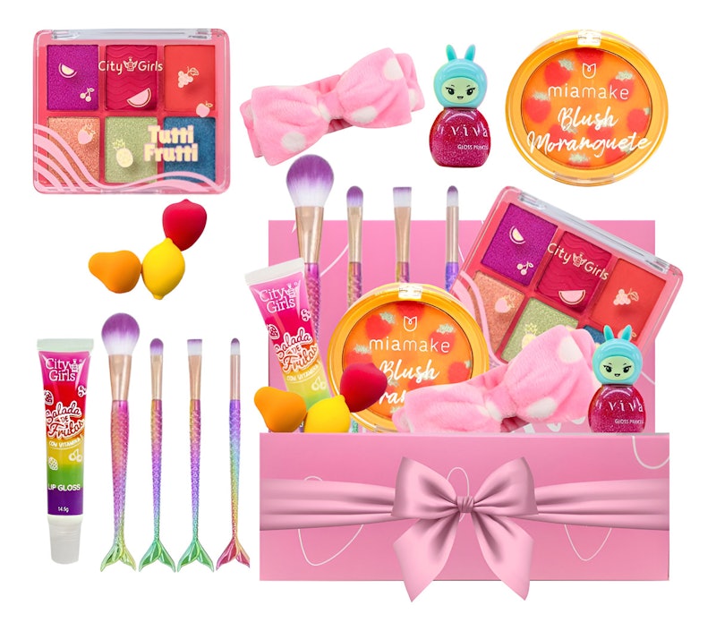 Kit Maquiagem Infantil Meninas Crianças na Caixa Presente Rosa Make Colorida 1