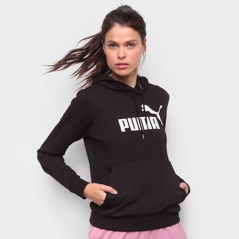 Moletom Nike Essential Crew Feminino - Rosa Escuro+Branco