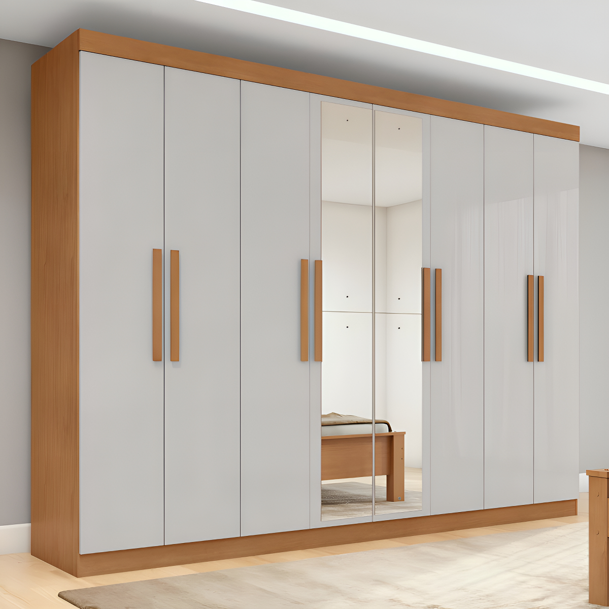 Guarda-Roupa Casal Easy Slim 8 Portas com Espelho Móveis Lopas 3