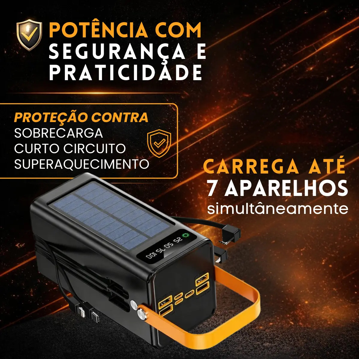 Carregador Portátil Power Bank Solar 50.000 mAh 3