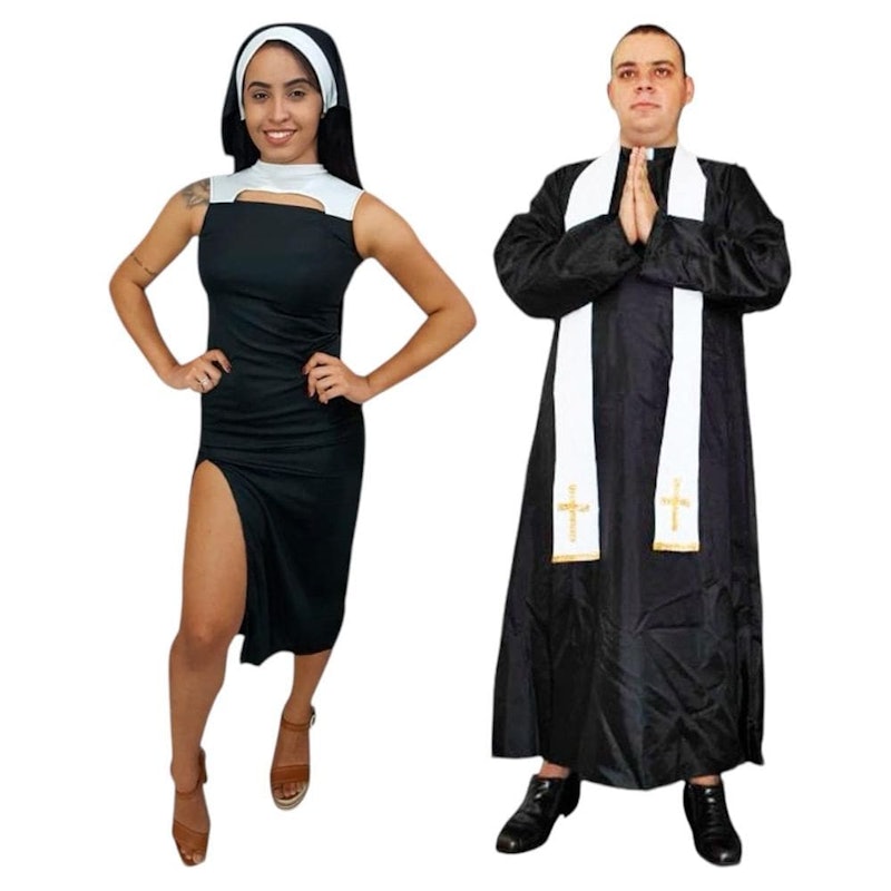 Fantasia de Casal Religioso Padre Diácono e Freira Noviça 1