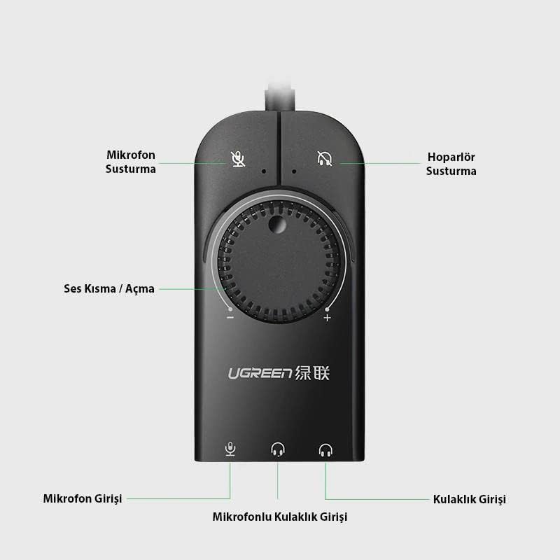 Ugreen Adaptador Usb Placa Som Estéreo Externo 1 Metro Preto 5