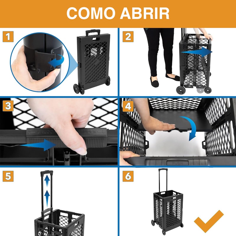 Carrinho Compras Feira Cesta Dobrável c/ 4 Rodinhas 3