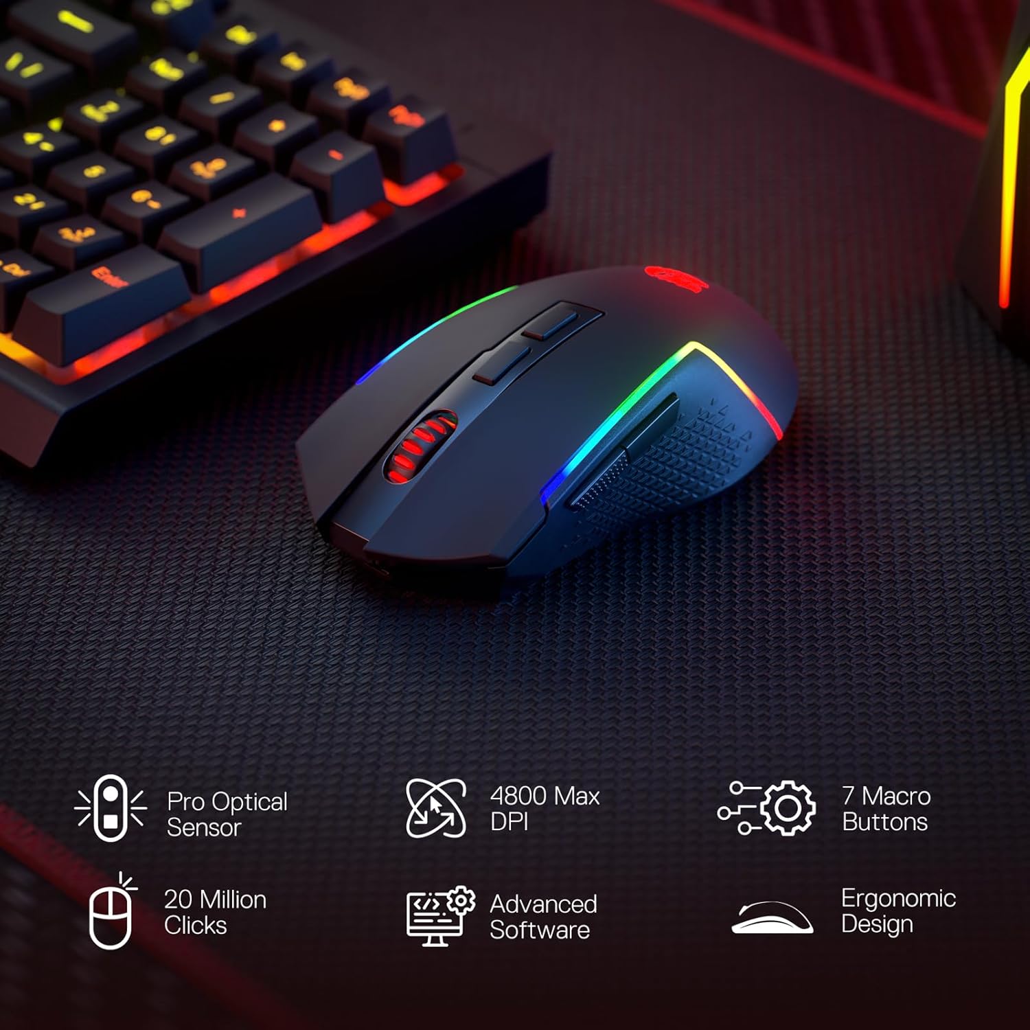 Kit de Teclado e Mouse para Jogos Sem Fio Redragon 3