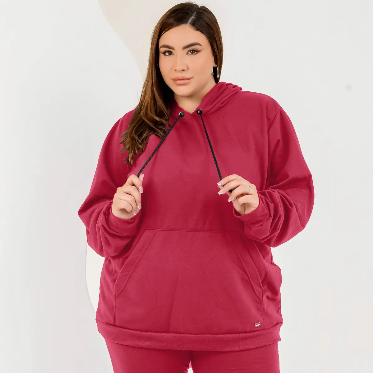 Blusa Canguru Moletom Feminino com Capuz e Bolso Plus Size 1