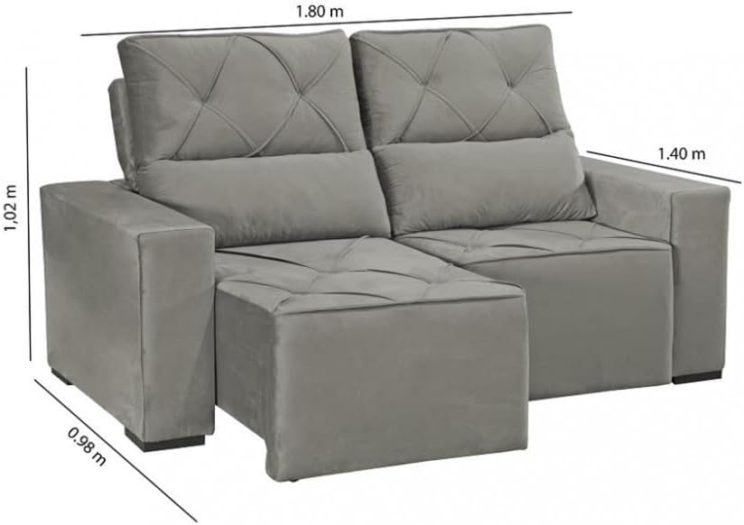 Sofá 2 Lugares Retrátil Reclinável 180cm Veludo Vegas 2
