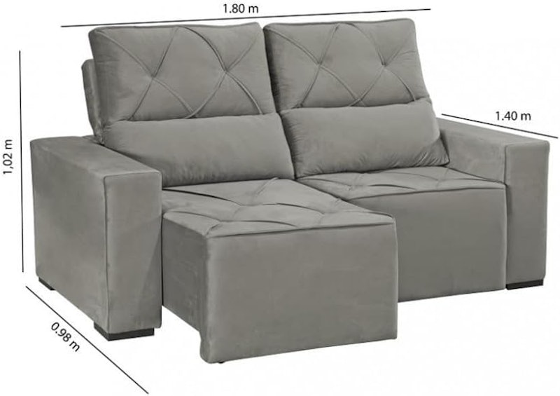 Sofá 2 Lugares Retrátil Reclinável 180cm Veludo Vegas 2