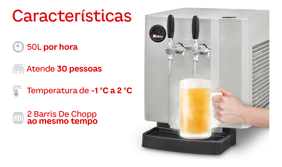 Chopeira Elétrica Memo Small 50 L/h 2 Torneiras 4