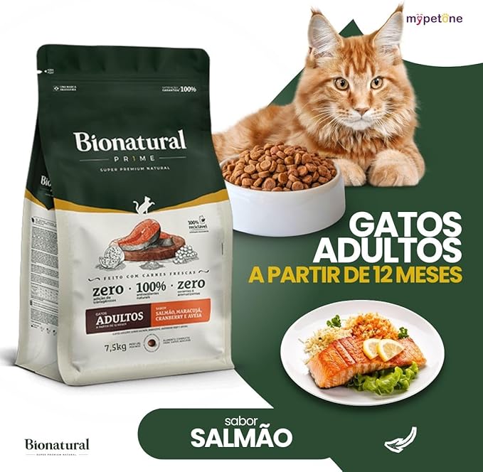 Bionatural Prime Gatos Adultos Salmão 2