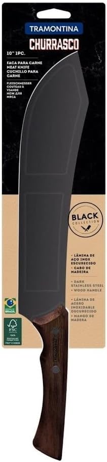 Faca para Carne Tramontina Churrasco Black com Lâmina de Aço Inox Escurecido e Cabo de Madeira 10" 2