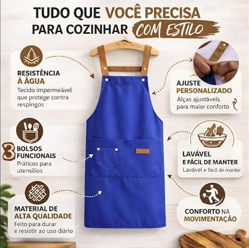 Avental com Bolso Ajustável Impermeável Unissex 3
