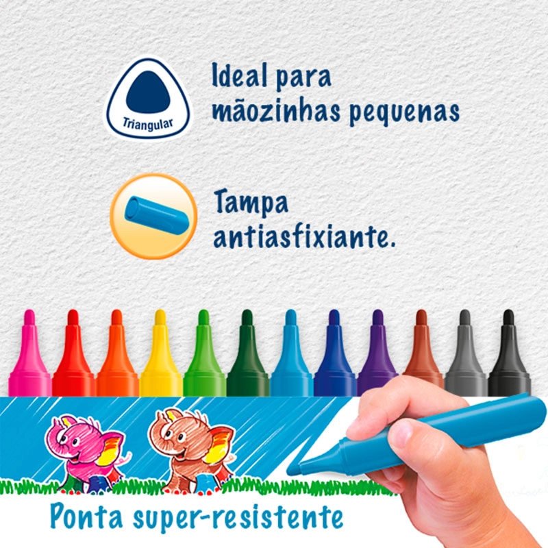 Canetinha Triangular Jumbo 12 Cores Faber-Castell  3