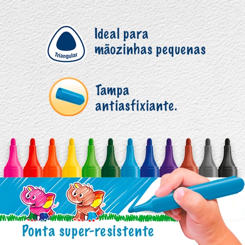 Canetinha Triangular Jumbo 12 Cores Faber-Castell 3