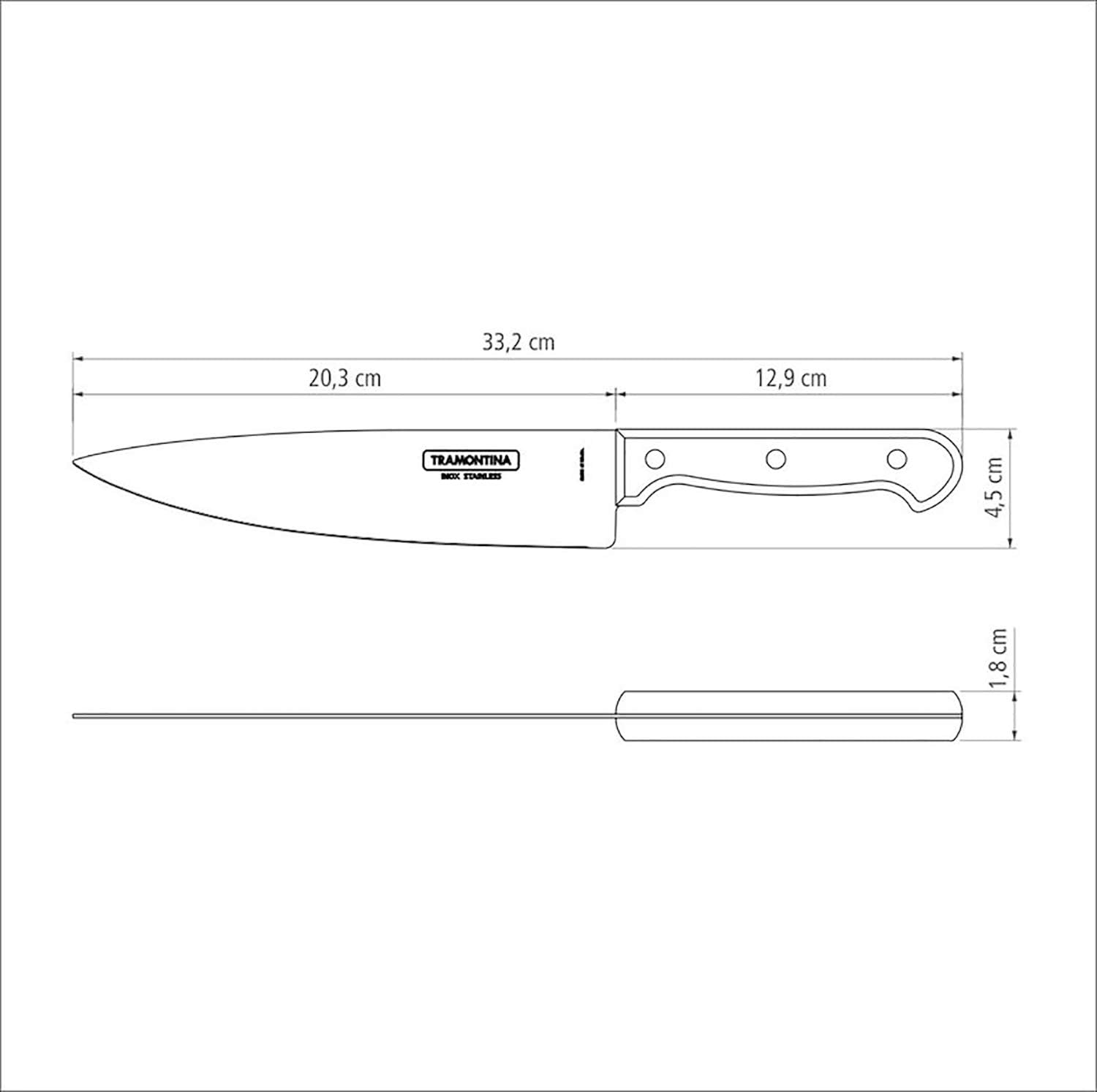 Faca Chef Tramontina Polywood com Lâmina em Aço Inox e Cabo de Madeira Tratada Vermelho 8" 3