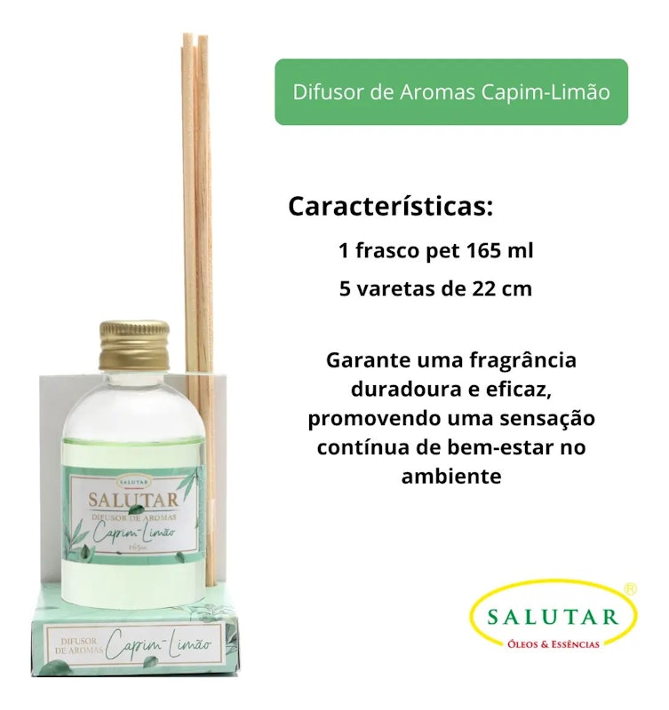 Difusor de Aromas Capim-Limão com 5 Varetas Salutar 4