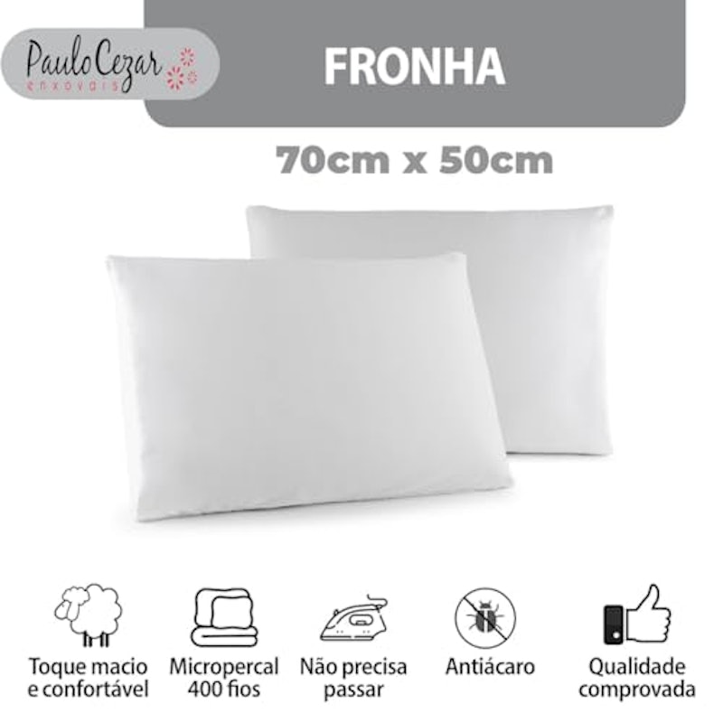 Kit 2 Fronhas Classic Tecido Percal 400 Fios 2