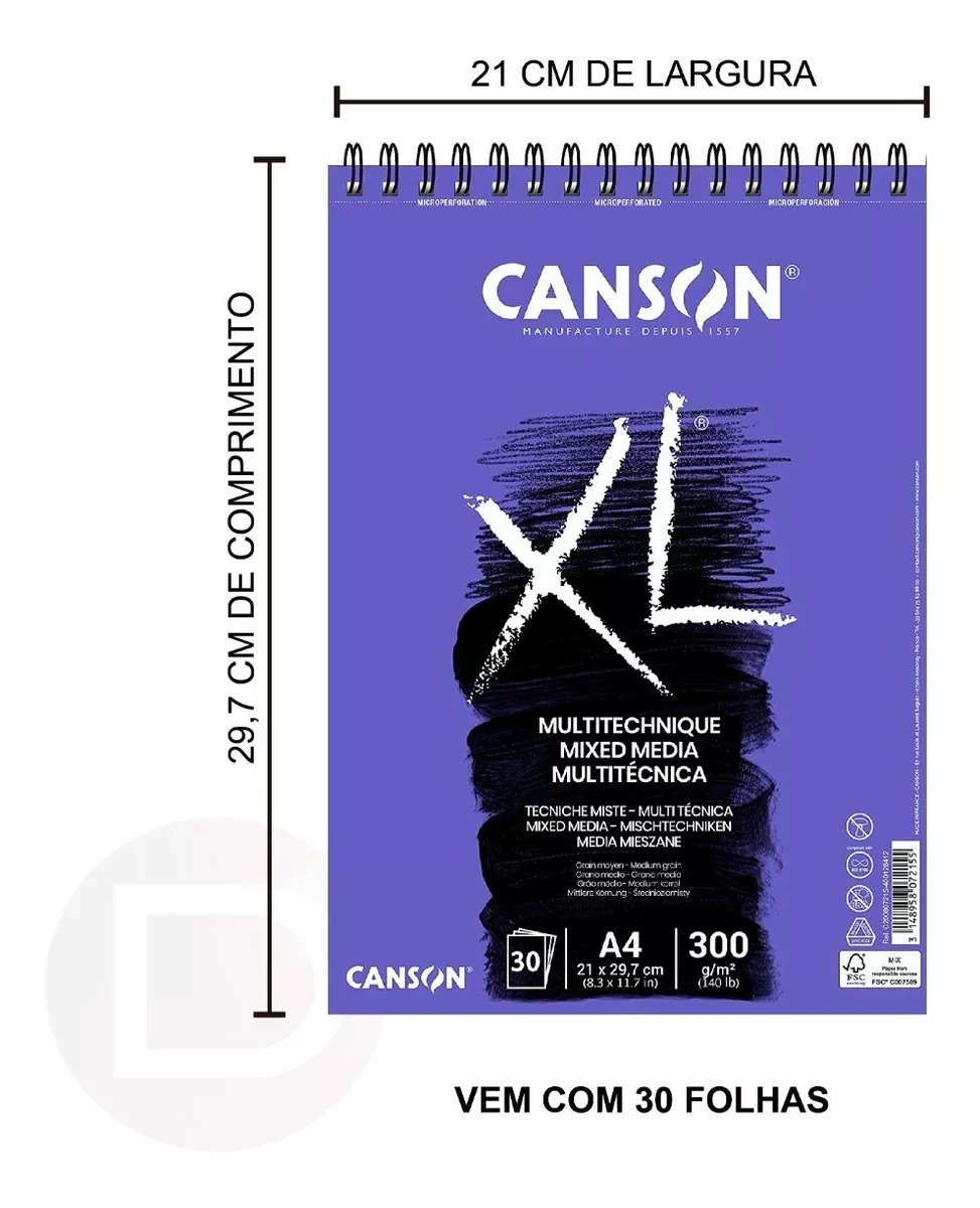 Sketchbook Canson XL Mixed Media Textured 3