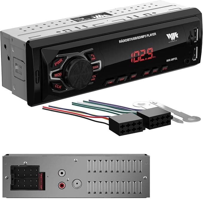 Som Automotivo Bluetooth USB SD Card Rádio FM App Display LED Vermelho 1