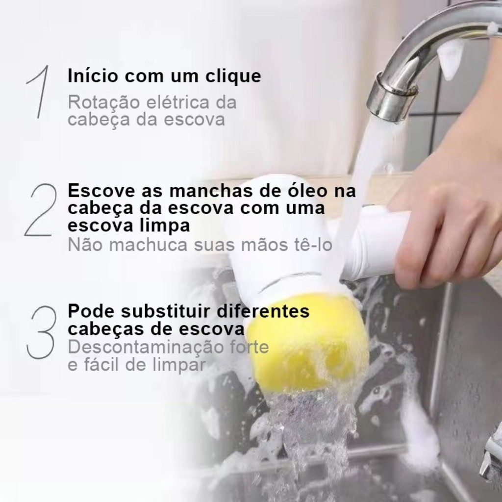 Escova de Limpeza Elétrica Portátil sem Fio Recarregável 3