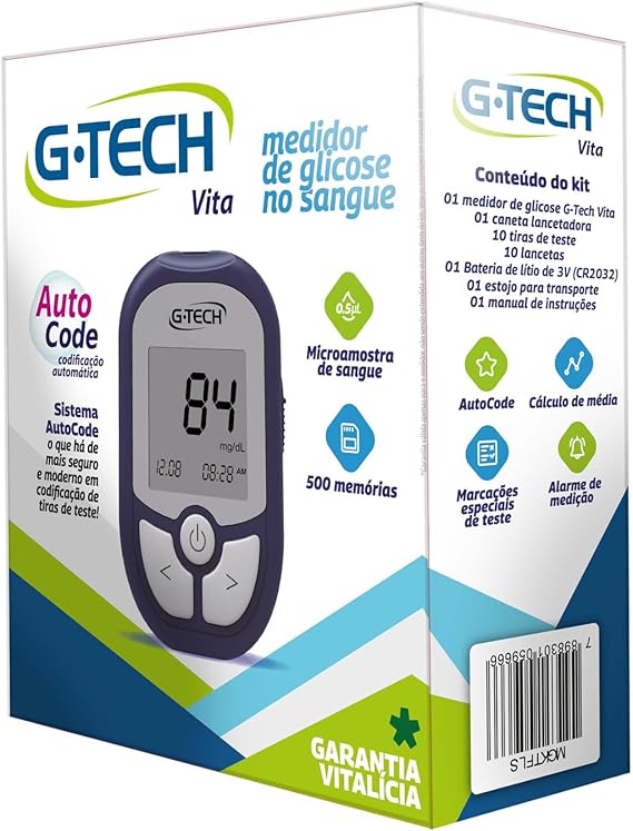 Medidor de Glicose G-Tech Vita (com Kit de 10 Tiras e 10 Lancetas) 3