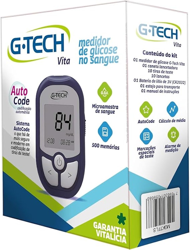 Medidor de Glicose G-Tech Vita (com Kit de 10 Tiras e 10 Lancetas) 3
