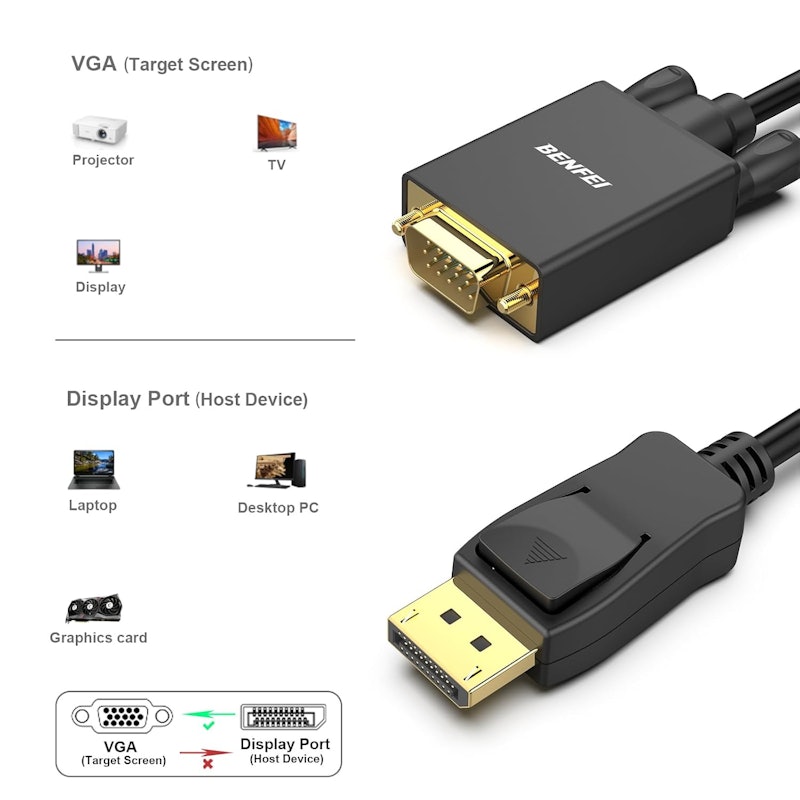 BENFEI DisplayPort to VGA 6 Feet Cable 5