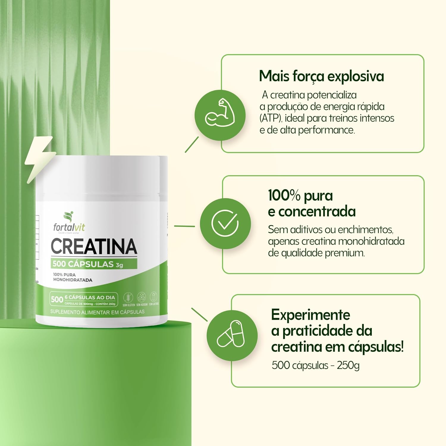 Creatina 100% Pura FortalVit 4