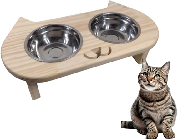 Comedouro Pet Elevado para Gatos 2 Tigelas Aço Inox Tamanho Pequeno 1