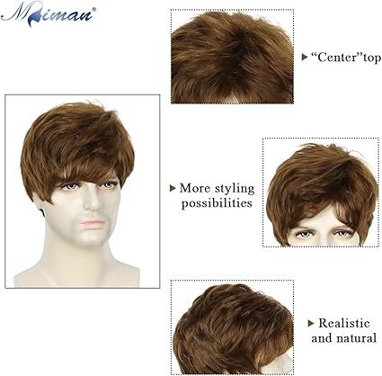 Perucas Masculinas Curtas Marrons 3