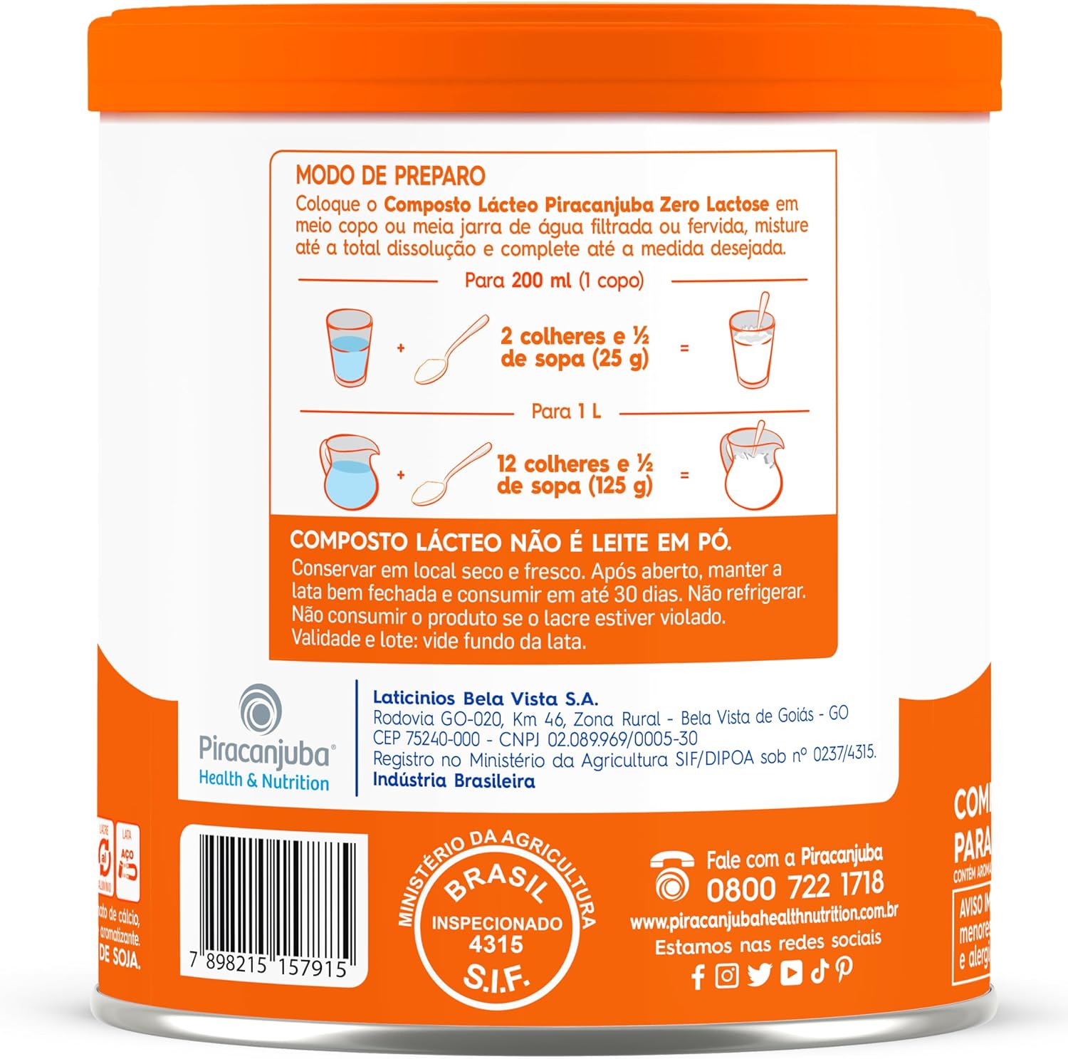 Composto Lácteo Piracanjuba Zero Lactose 380g 3