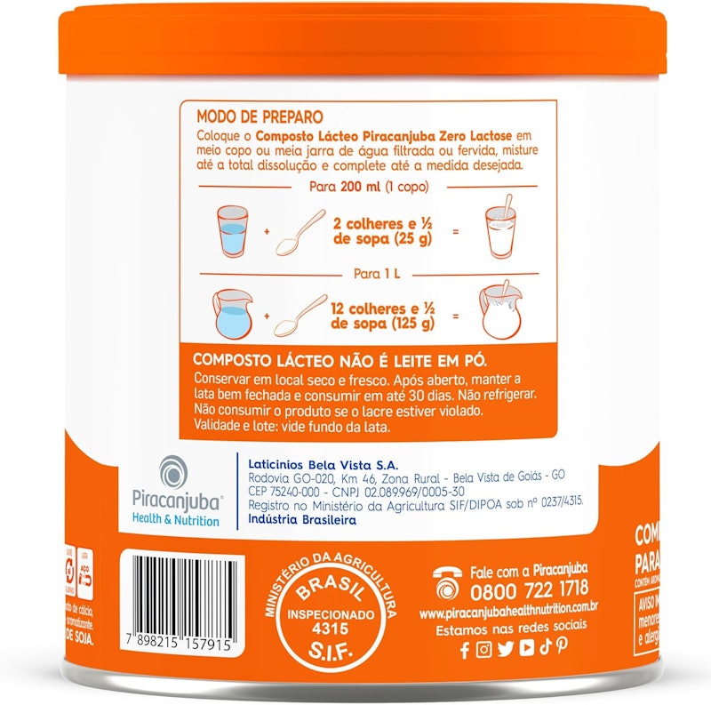 Composto Lácteo Piracanjuba Zero Lactose 380g 3