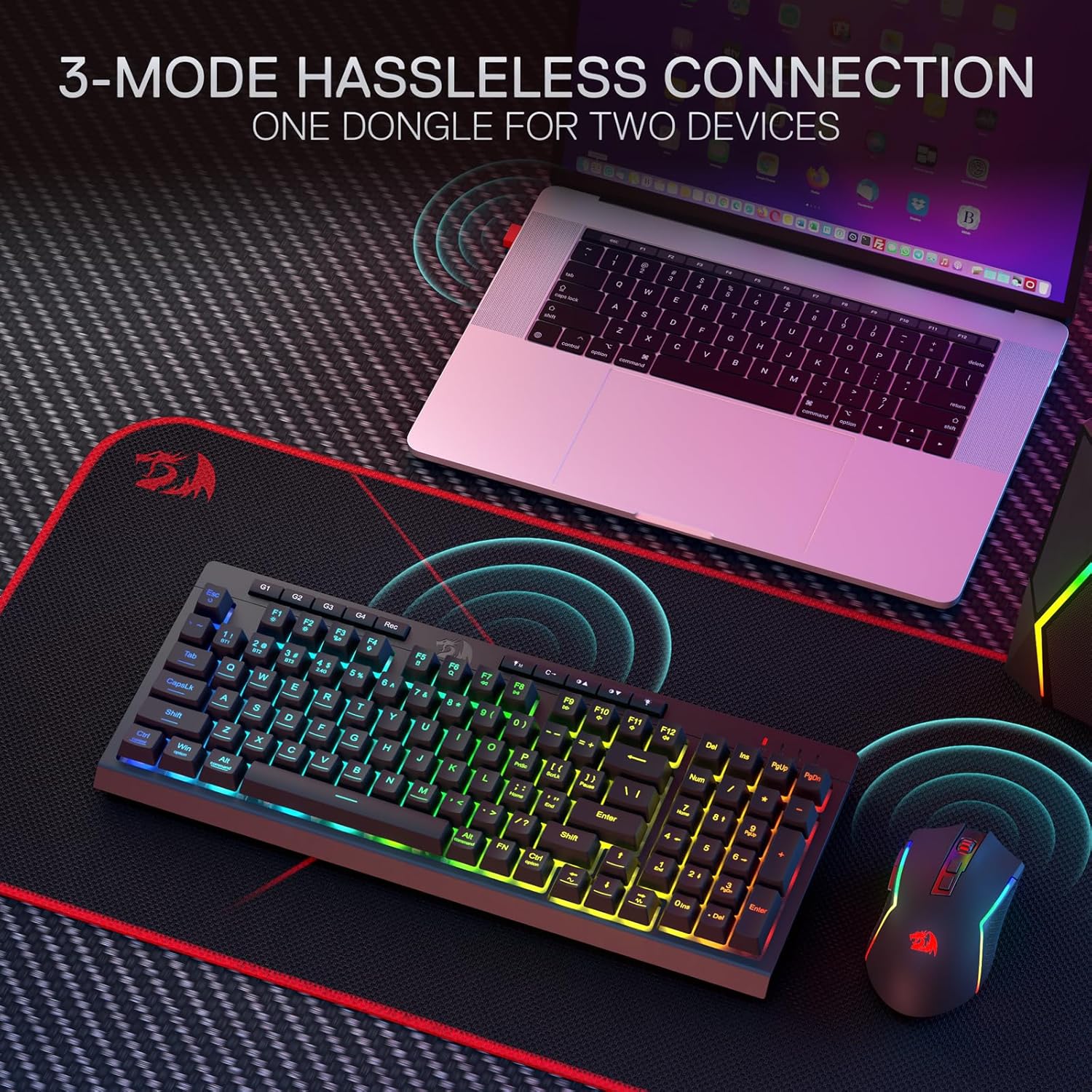 Kit de Teclado e Mouse para Jogos Sem Fio Redragon 5