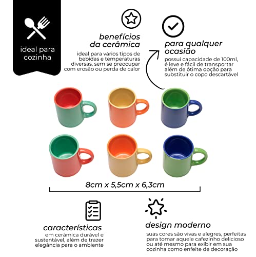 Mini Canecas para Café com 6 Peças Multicolor 2