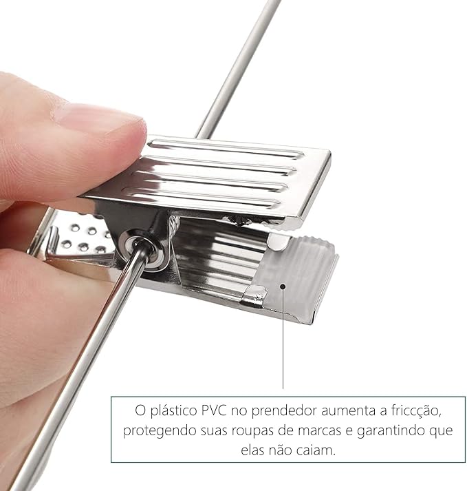 Kit 10 Cabides de Veludo Slim Antideslizantes com 2 Presilhas em Aço 3
