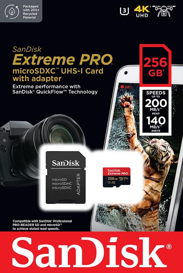 Cartão microSDXC SanDisk Extreme PRO UHS-I 256 GB 5